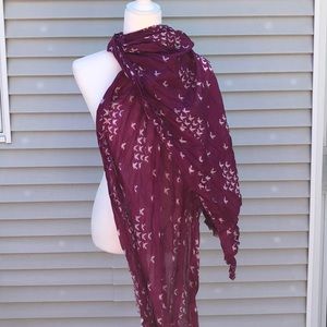 NWT Candies Magenta pink scarf with white birds